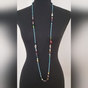 Authentic Native American Handmade Vintage Glass Beaded Necklace 23"